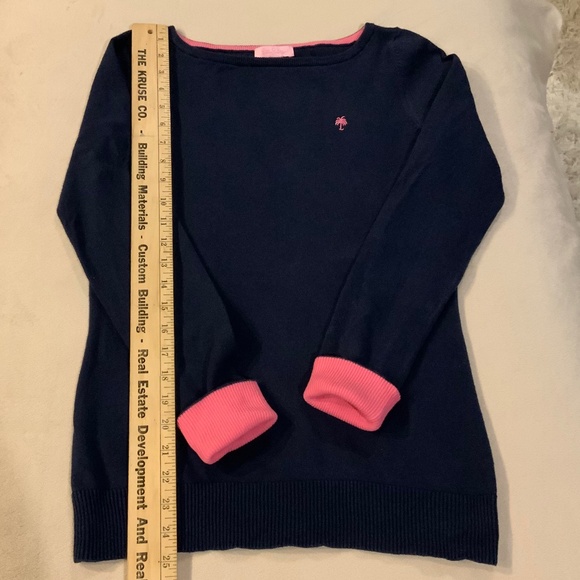 Lilly Pulitzer Blue M Sweater w/ pink accents - Picture 2 of 6